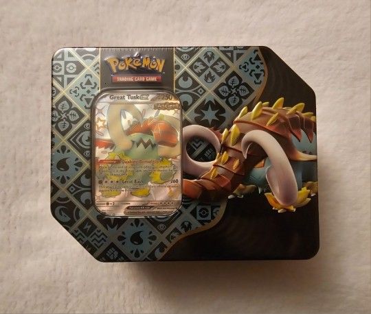 Pokemon Paldean Fates Great Tusk EX Tin!