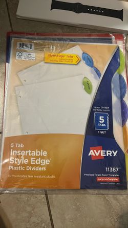 5 Tab insertable Style Edge Plastic Dividers 