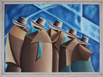 Peru Quechua Andes MCM Abstract Painting 38" X 28"