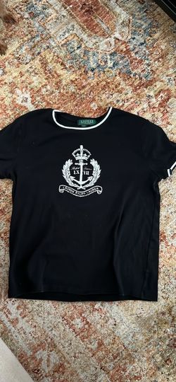 Ralph Lauren petite black embroidered shirt petite small