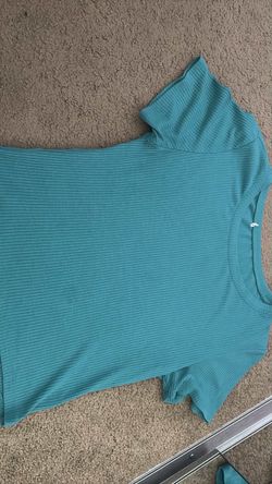 Teal Ribbed Short Sleeve Top