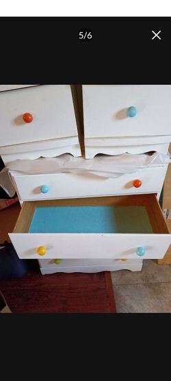 White Dresser with Colorful Knobs