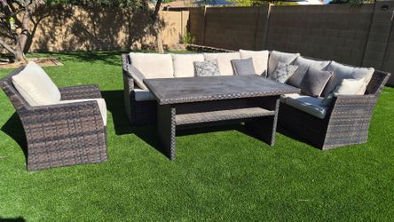 Ashley Easy Isle Outdoor Patio Sectional Set + Chair + Dining Table - Very Good Condition