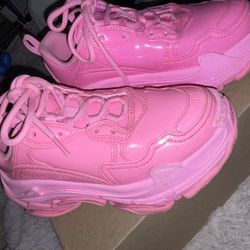 Hot Pink Patent Leather Triple S Balenciaga Sneakers