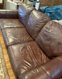 Brown Leather Pull Out Bed/couch