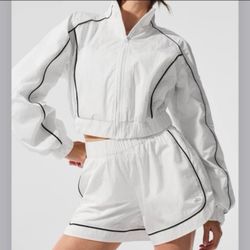 alo | Black & White Motivate Track Suit Set
