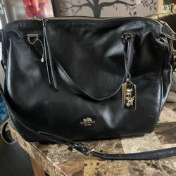 black leather coach bag 