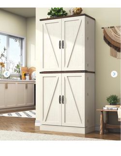 Farmhouse Style Tall Storage Cabinet
