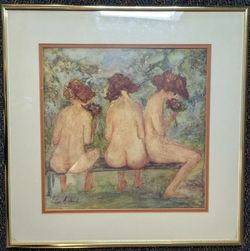 Barbara A. Wood Signed Limited Edition Lithograph Art Print "Touches" Framed