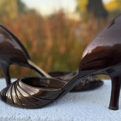 Antonio Melani Womens Voila Dark Chili Open Toe 3.25" Heels 8M 