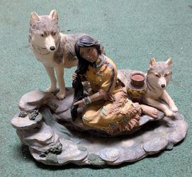 Artwork Two Wolves and a Girl.