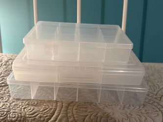3 Clear Plastic Compartment Storage Boxes Set