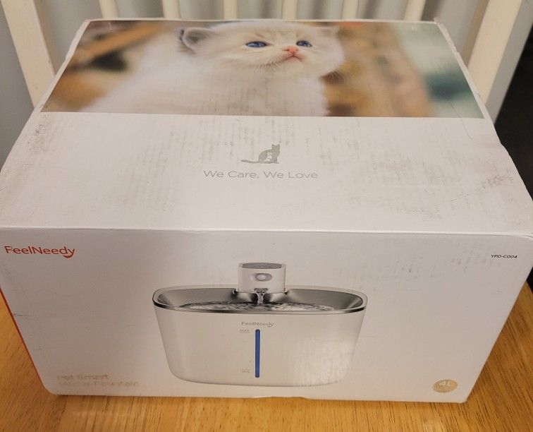 FeelNeedy Cat Pet Smart Water Fountain 4L/135fl oz Stainless Wired USB Operated