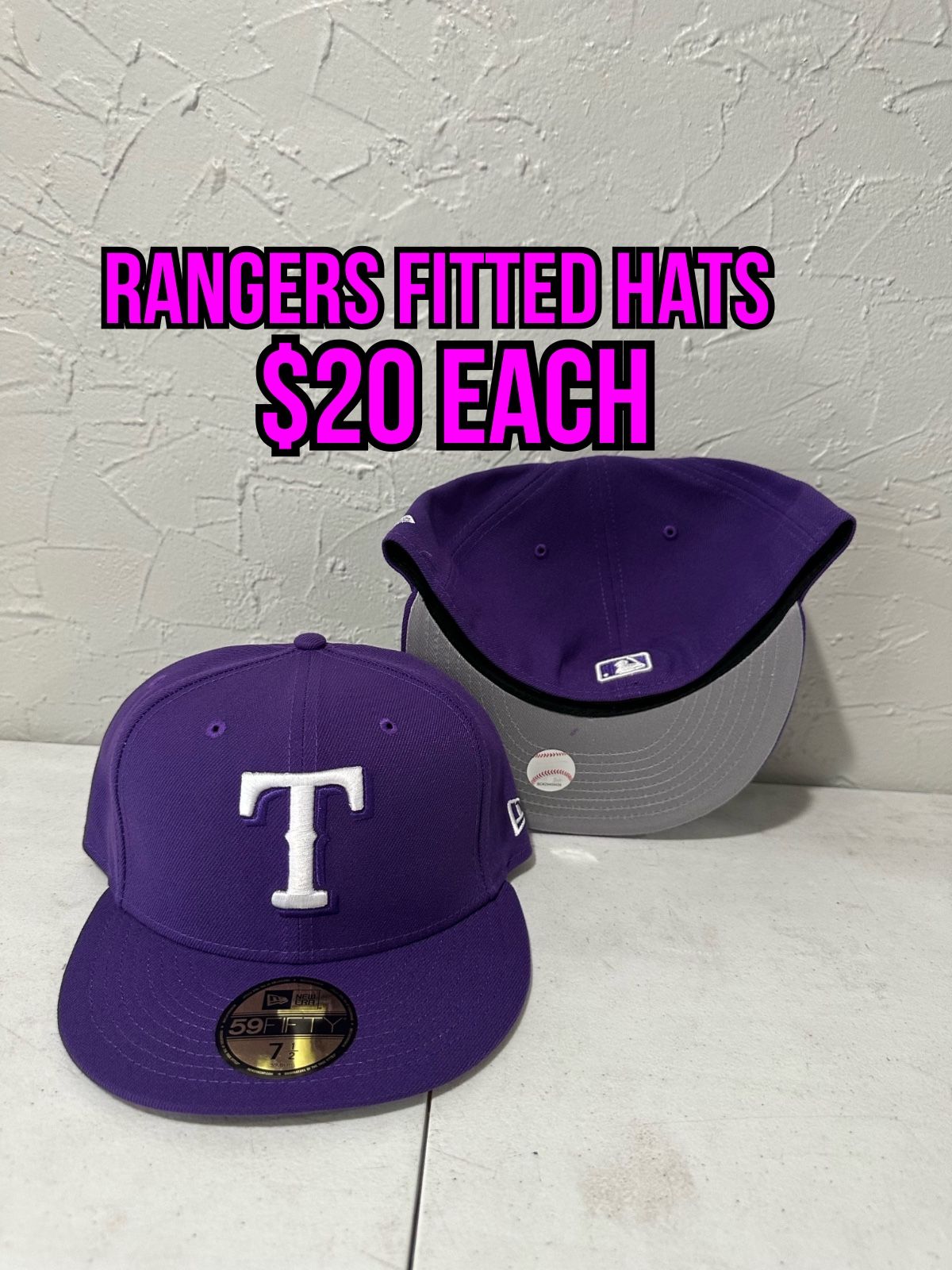 MLB New Era Texas Rangers Purple 59fifty Fitted Hats Size 7 1/2