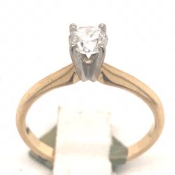 0.40 carat round diamond solitaire engagement ring in solid 14k two-tone gold