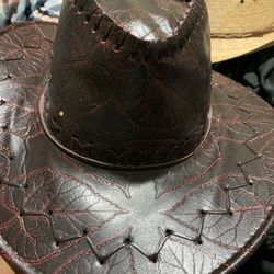 Dark Pink Leather Cowgirl Hat