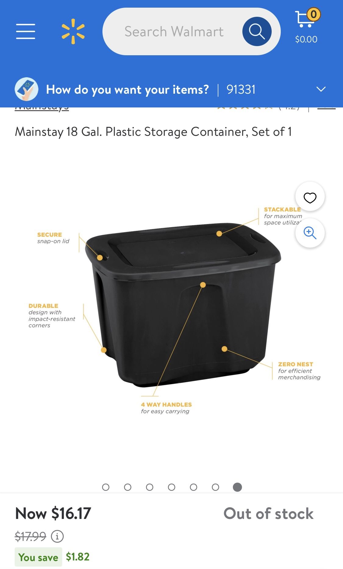 Mainstays 18 GAL Containers