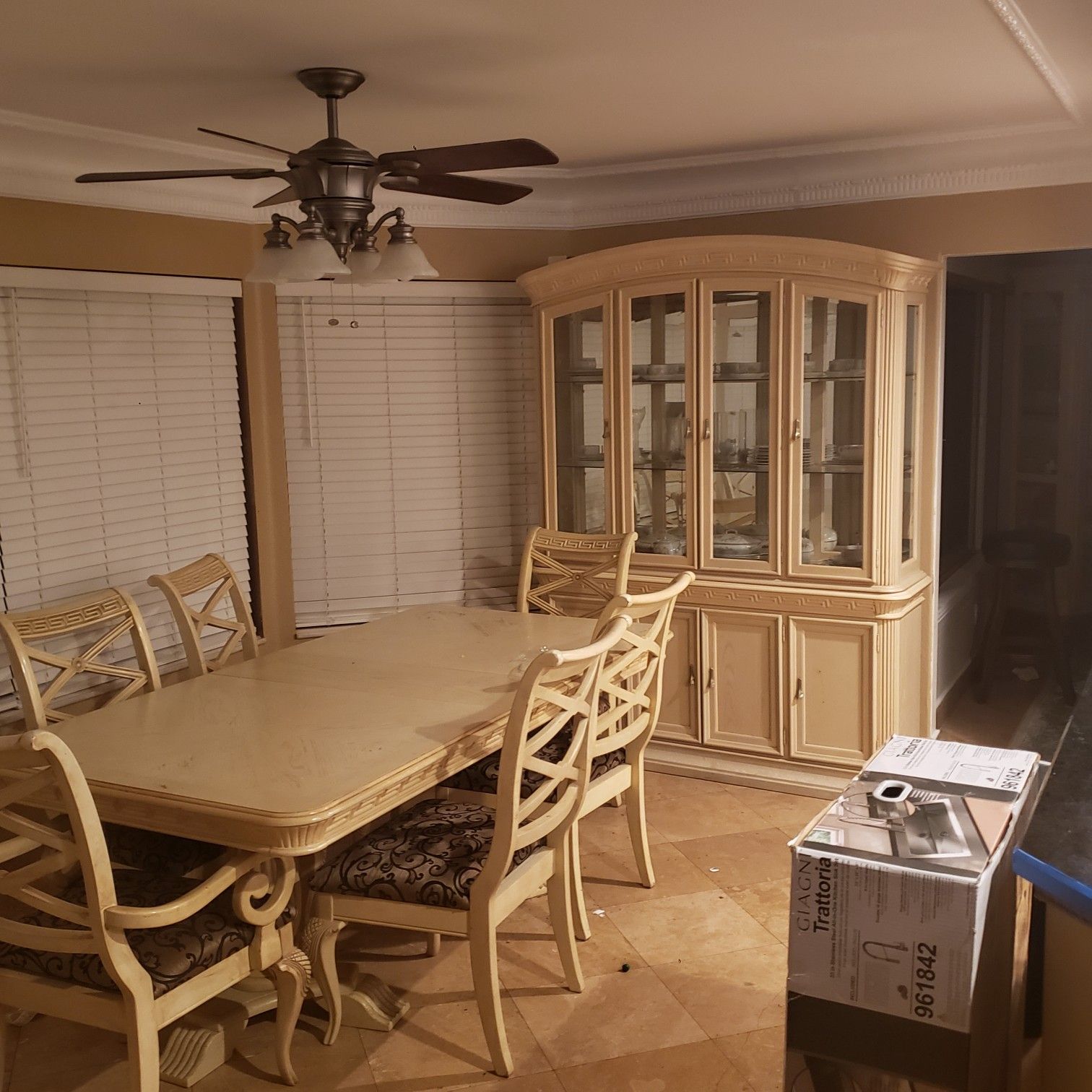 dining table with hutch and 6 chairs