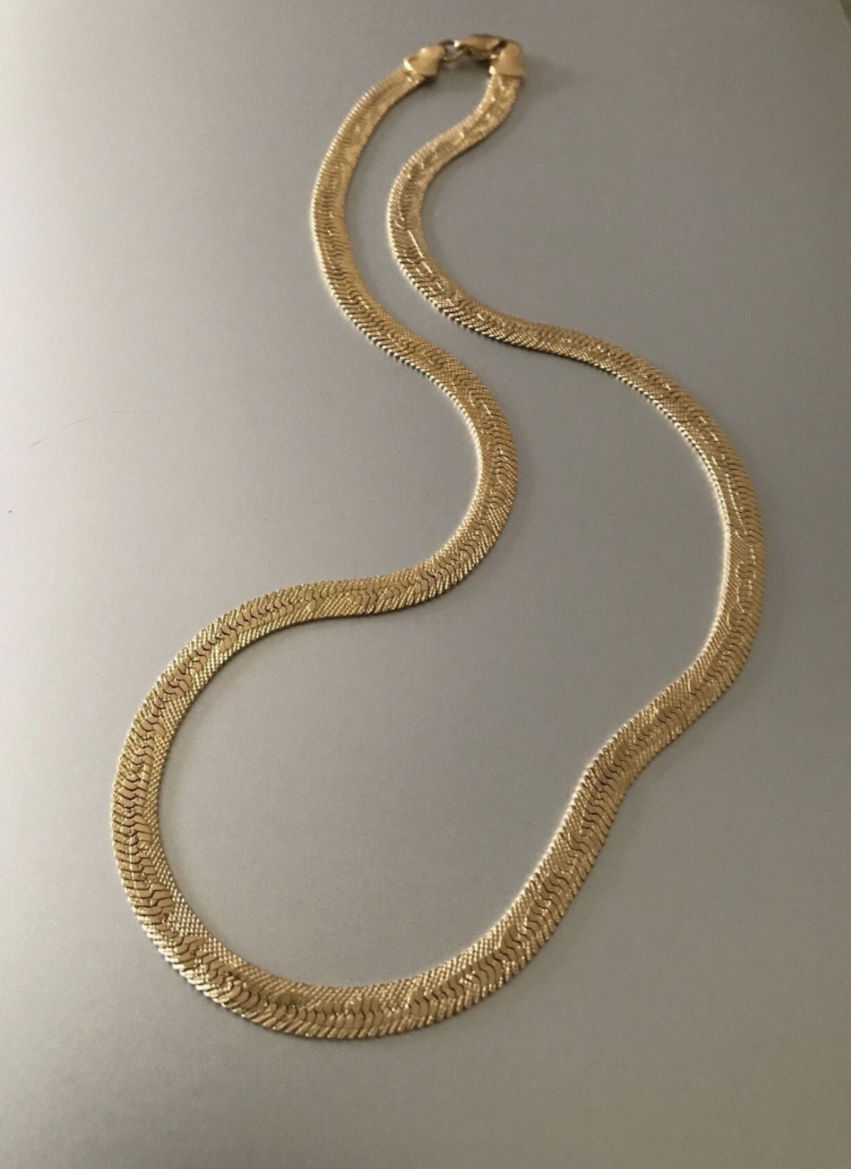 Gold Plated Herringbone Chain Necklace