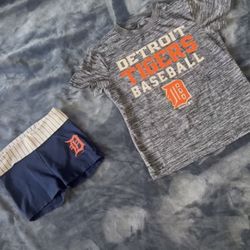 Girls Detroit Tigers size 8 shirt and shorts set