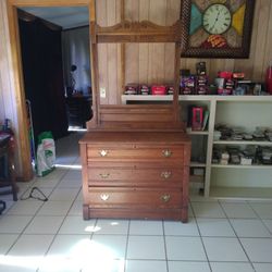 Antique Dresser With Mirror Stand. (Need Mirror)