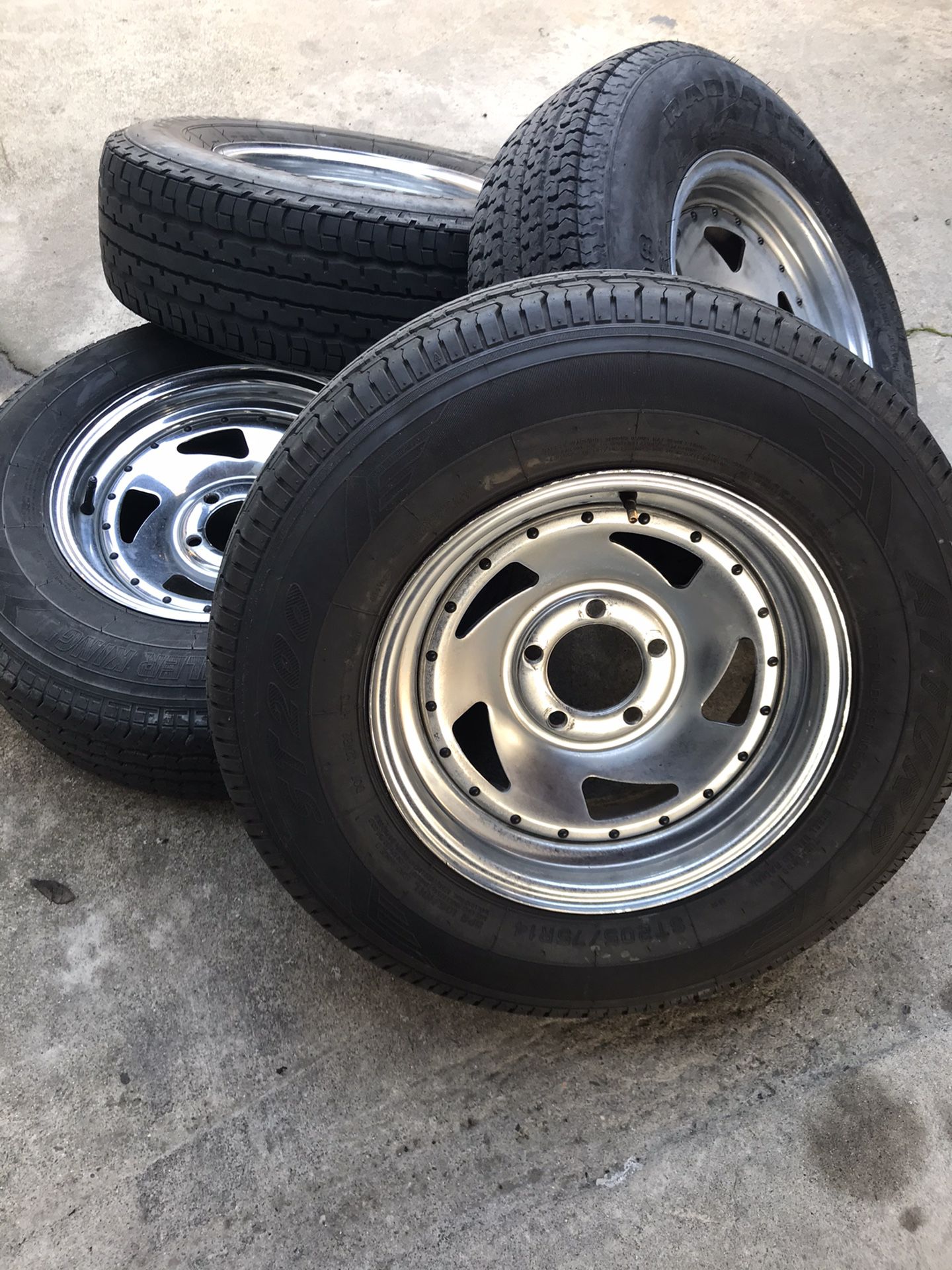 Used trailer wheels and tires 14” 5x4.5