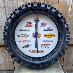Custom MotoCross Tire Back Lit Wall Clock Art Deco Garage Man Cave $145 OBO
