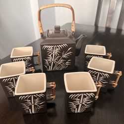 Home Zazen Bamboo Tea Set/ 6 cups  Made In Vietnam