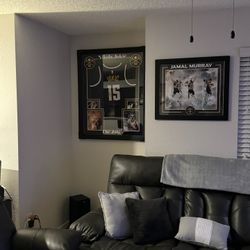 Denver Nuggets Nikola Jokić Framed Jersey & Jamal Murray Signed 16x20 Photo