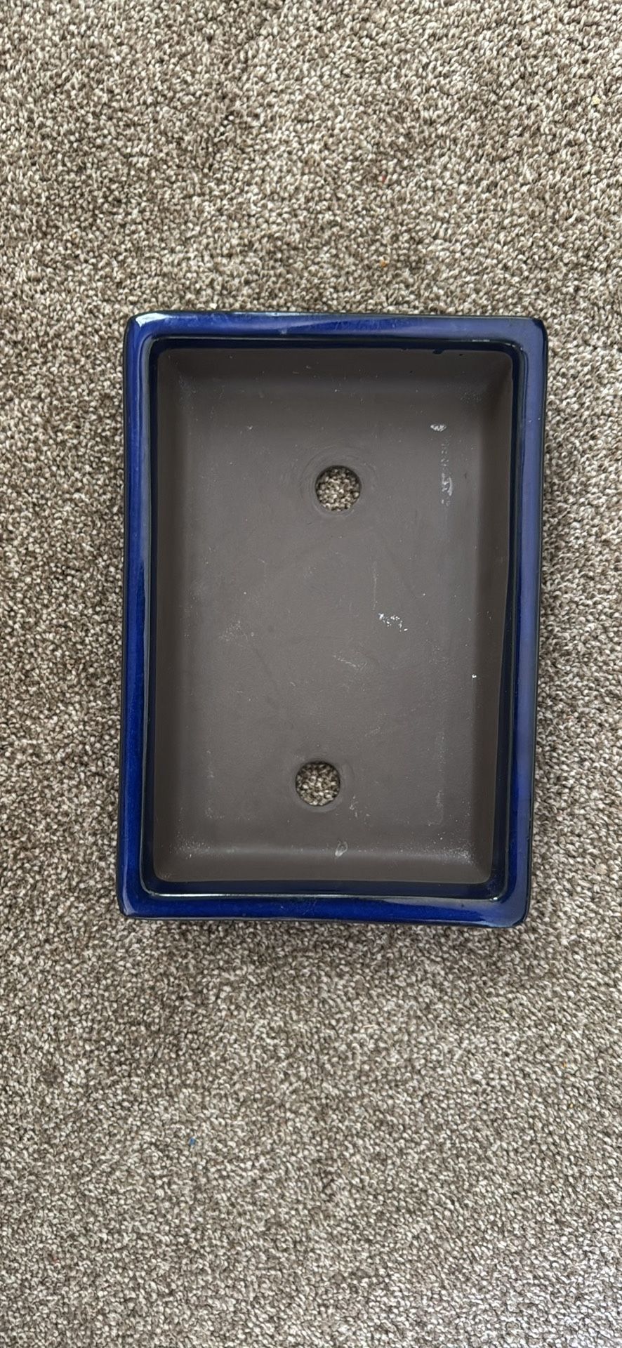 Rectangular Blue-glazed Ceramic Bonsai Pot