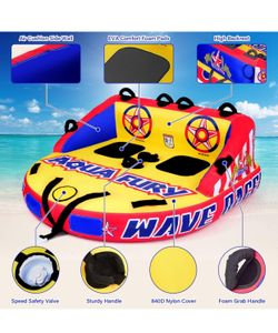 Towable Tubes for Boating, Boat Tube for Tubing, Towables Boats Inflable Tube, Towable Rider Deck with Full Nylon Cover for Water Sports