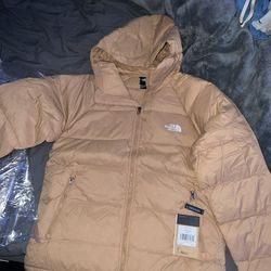 Brand New Northface Mens Puffer Jacket Tan Size Medium Shipping Only 