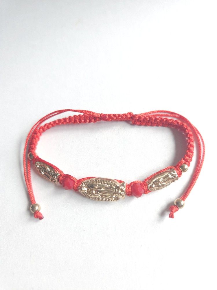 Elegant Red and Gold Bracelet Lady Of Guadalupe