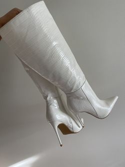 Wide Croc Knee High Boots