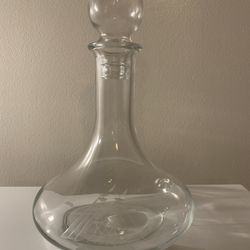 Vintage Ship Decanter with Tall Masted Ship Engraving Clear Glass