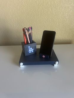 LA Dodgers wood desk phone & pen organizer