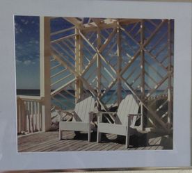 Framed Beach Scene with 2 Chairs