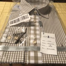 Beige @ White Plaid Long-Sleeve Shirt (New) ( Medium) $15