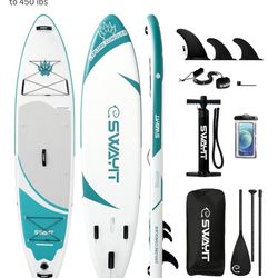 Inflatable Stand Up Paddle Board – Durable SUP for Adults & Youth,33" Wide Blow Up Paddle Board with Paddle, Pump, Backpack,Leash – All Around Stable 