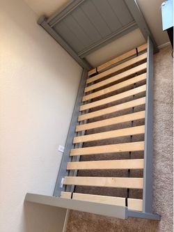 Solid wood grey twin sized bed frame