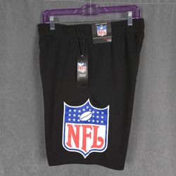 NFL Official Fleece Shorts Size Medium Black NFL Logo