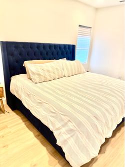 King Bed Tutfed Headboard and Frame- Make an Offer!