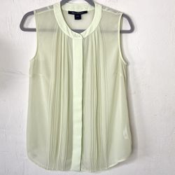 French Connection Sage Green Sleeveless Button Up Top | Size 0 / XS / Sm