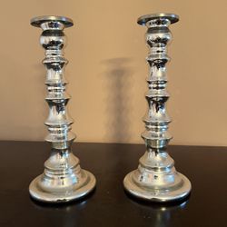 2 PCS Glass Candle Holders (Looks Like Silver)
