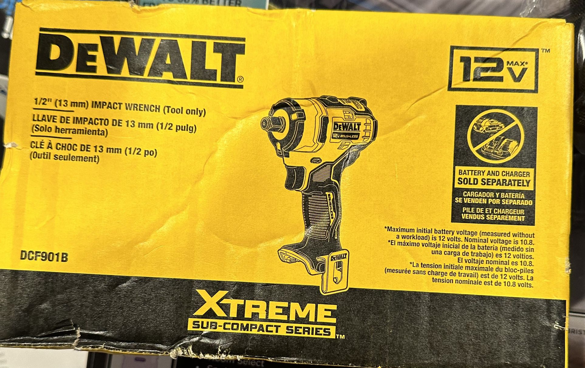 DEWALT XTREME 12-volt Max Variable Speed Brushless 1/2-in Drive Cordless Impact Wrench (Bare Tool)