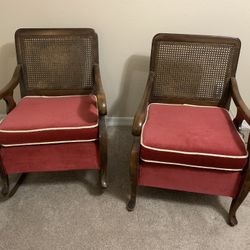 Vintage Cane Back Chair & Rocking Chair