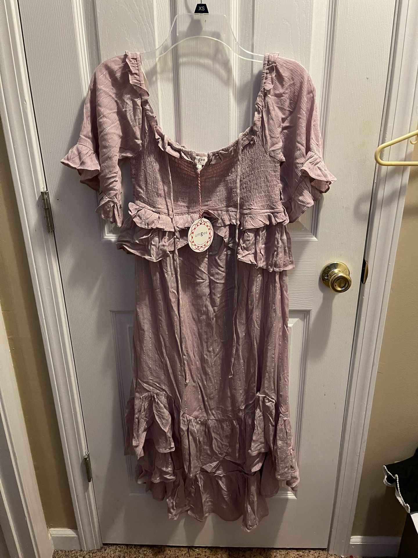 NEW WITH TAGS UMGEE BLUSH PINK BOHO DRESS $180 retail size large ladies smoke free