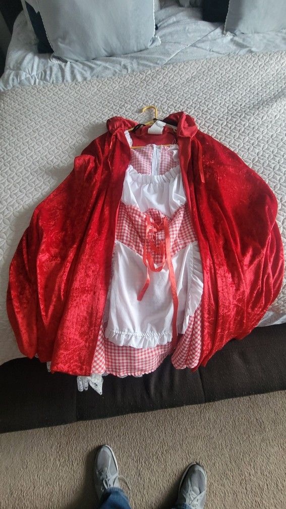 Halloween Adult Little Red Riding Hood Dress. Plus Shawl