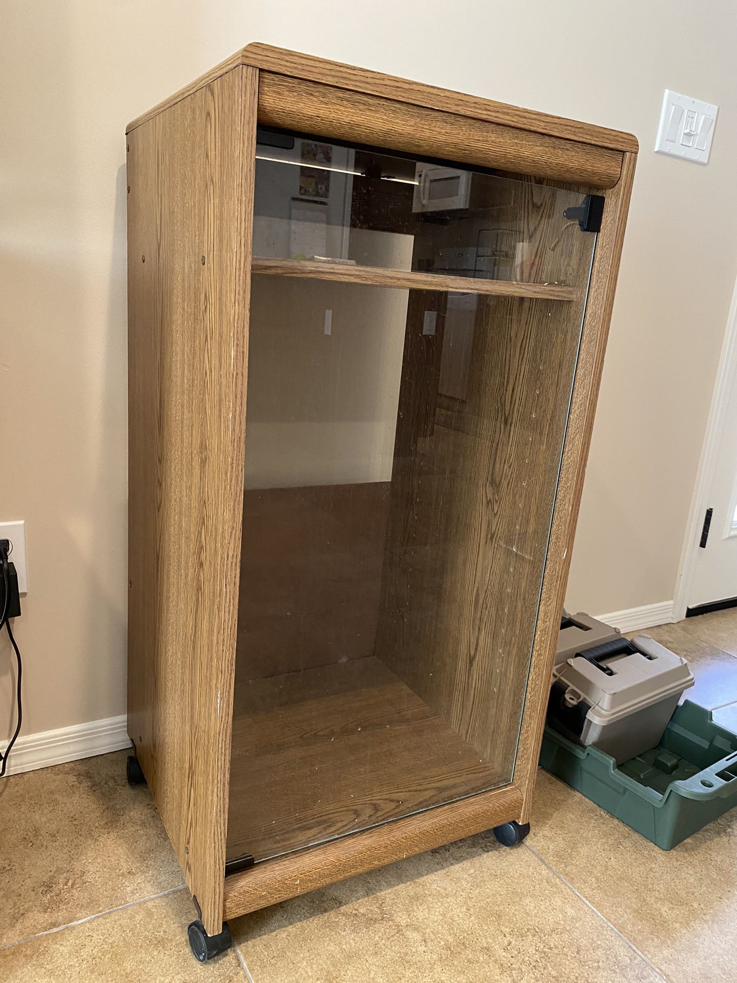 Wooden And Glass Storage Cabinet