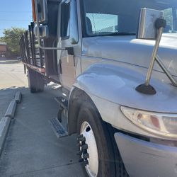 2016 International 4300 SBA  4X2 Flatbed Dump Truck With Tailgate Operations